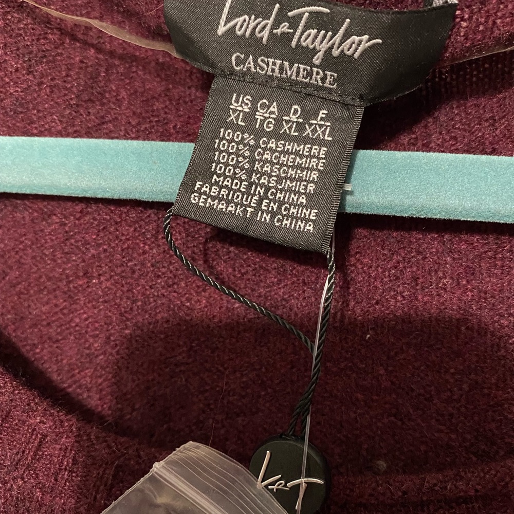 Lord and Taylor Cashmere Maroon Shirt Long Sleeve NEW with tags